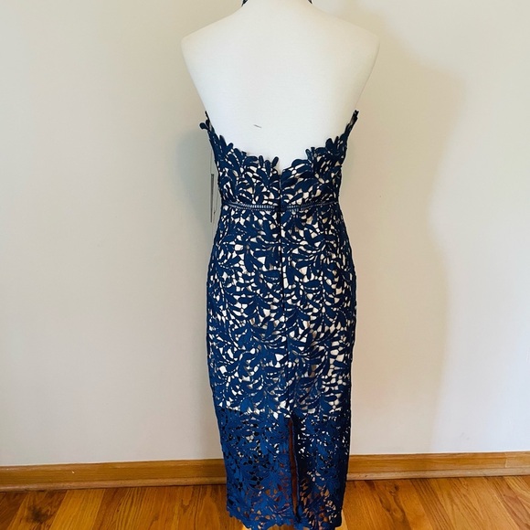 Lulu's Blue Halter Neck Sheath Midi Dress - Picture 7 of 11